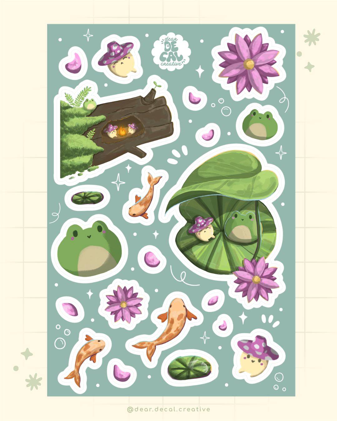 Cozy Lily Pad Friends Sticker Sheet