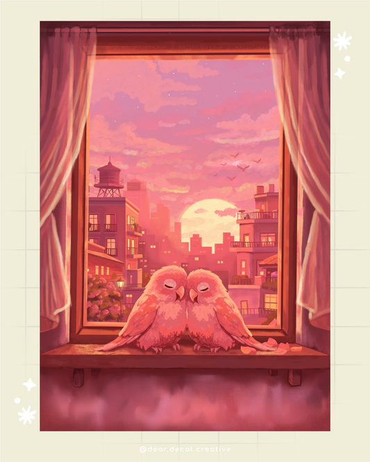 Lovebirds Sunset Print